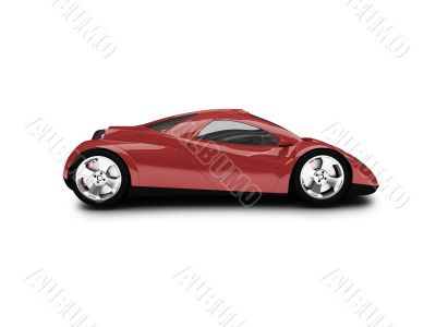 isolated red super car side view