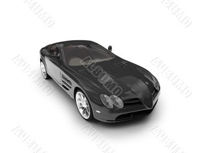isolated black super car front view 03