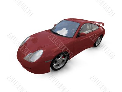 isolated red super car front view 02