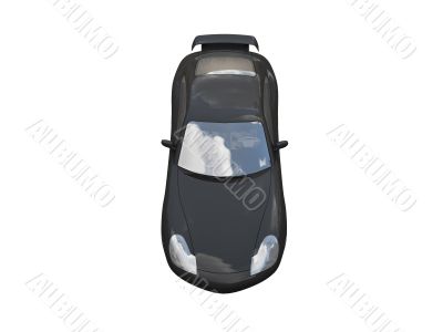 isolated black super car top view
