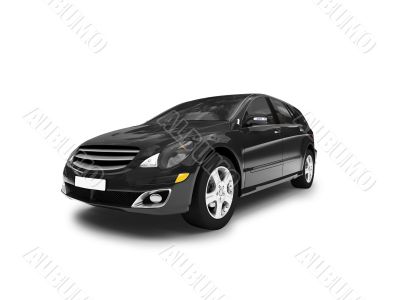 isolated black car front view 01