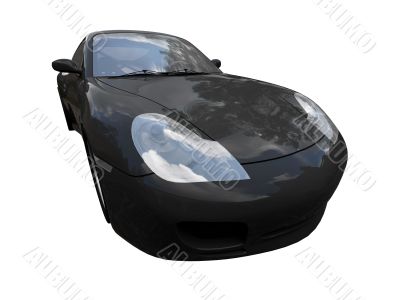 isolated black super car front view 02
