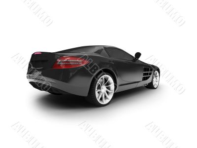 isolated black super car back view