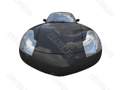 isolated black super car front view 04