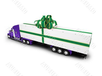 Present truck isolated blue-green back view