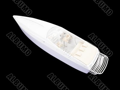 White Boat isolated back view