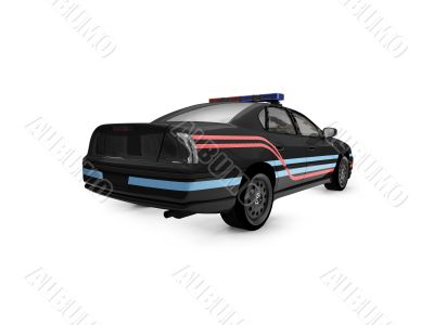 isolated black police car back view 01