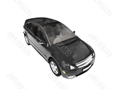 isolated black car front view 03