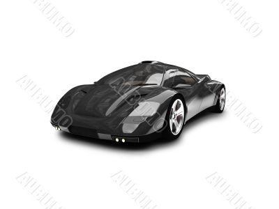 isolated black super car front view 01
