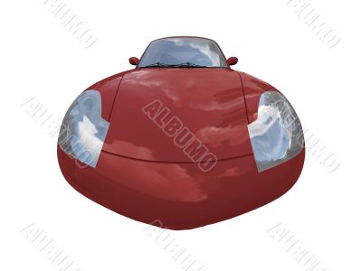 isolated red super car front view 04