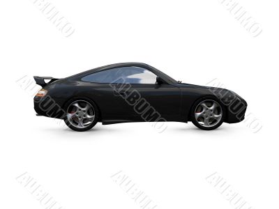 isolated black super car side view