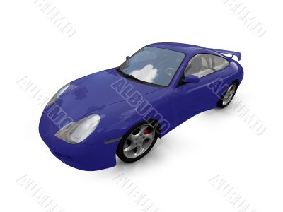 isolated blue super car front view 03