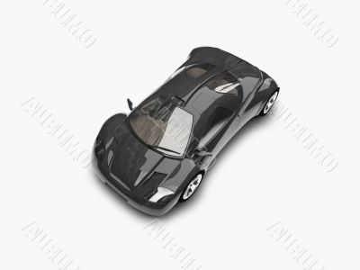 isolated black super car top view 02