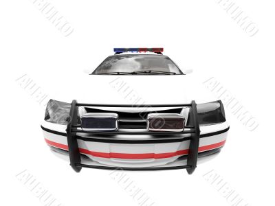 isolated police white car front view 02