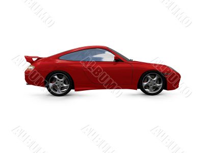 isolated red super car side view