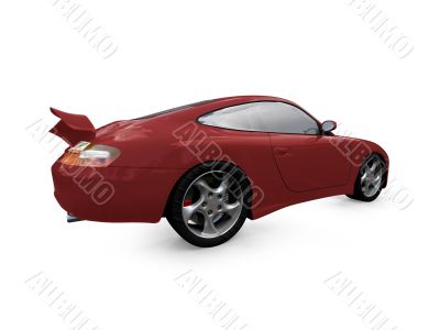 isolated red super car back view