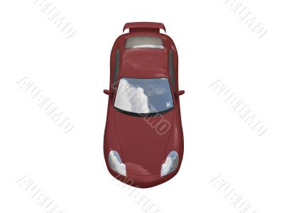 isolated red super car top view