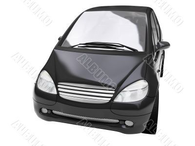 isolated black car front view 04