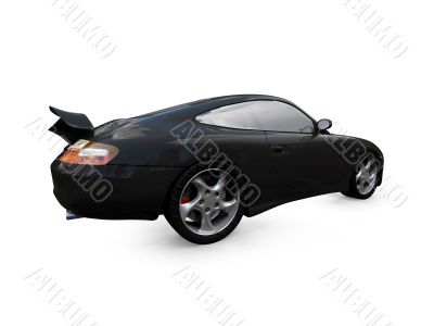isolated black super car back view