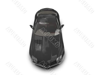 isolated black super car top view