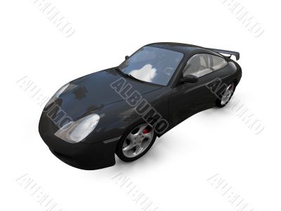 isolated black super car front view 03