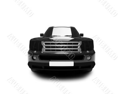 isolated black car front view 02