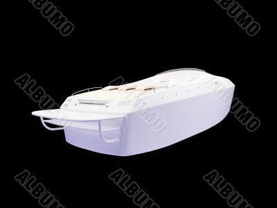 White Boat isolated back view