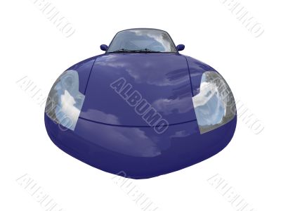isolated blue super car front view 04