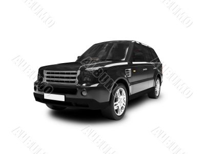 isolated black car front view 01