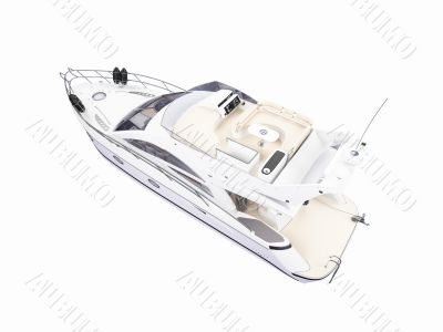 Yacht isolated back view