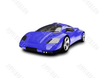 isolated blue super car front view