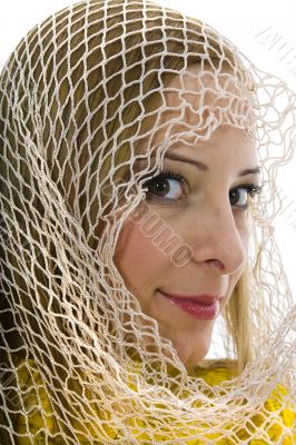 Beautiful blonde in yellow blouse