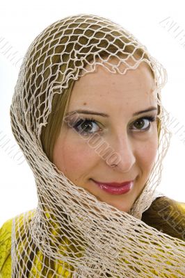 Beautiful blonde in yellow blouse