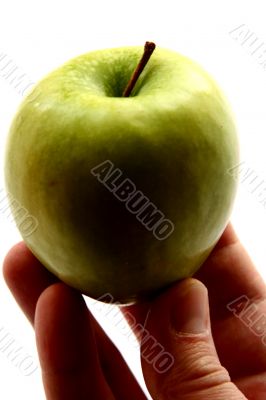Green Apple in men hand