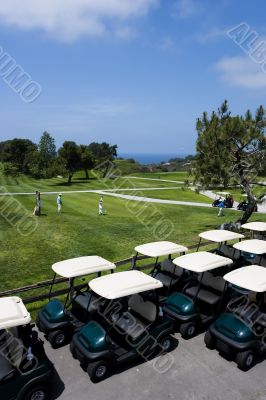 Golf carts on golf course