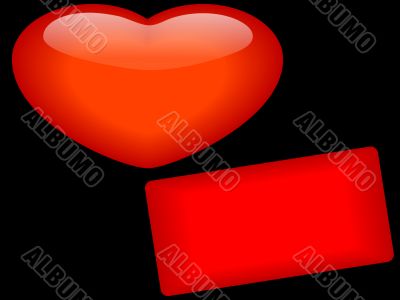 Glass heart with card