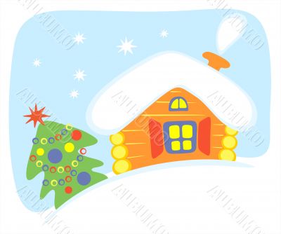 house and fur-tree