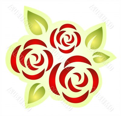 three ornate roses