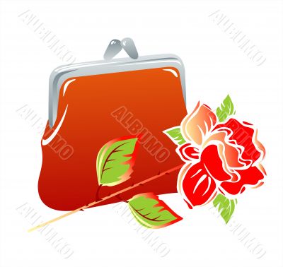 handbag and rose