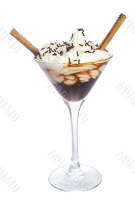 Chocolate or capuccino with cinnamon