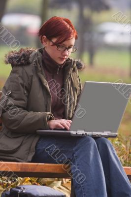 Working on a laptop