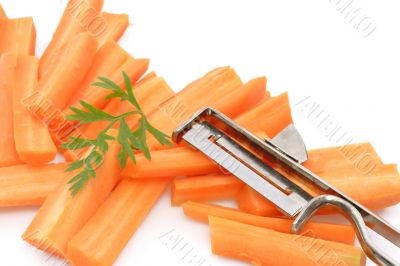 Carrots cut witha  knife