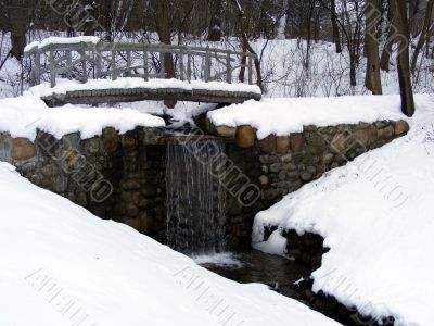 Man Made Waterfall In Snow