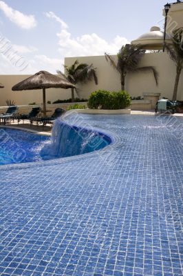 Blue Tile Curved Pool