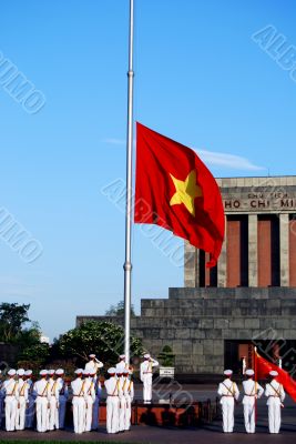 Flag of Vietnam in morning