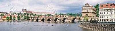 Karlov the bridge in the city of Prague.