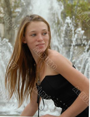 girl and fountain