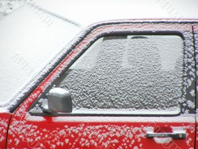 Red snow car