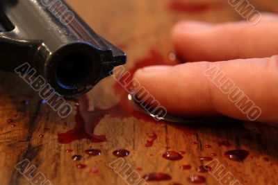 blood, pistol and death