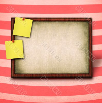 wooden frame and to yellow notes